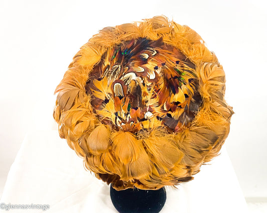 1960s Gold Feather Hat