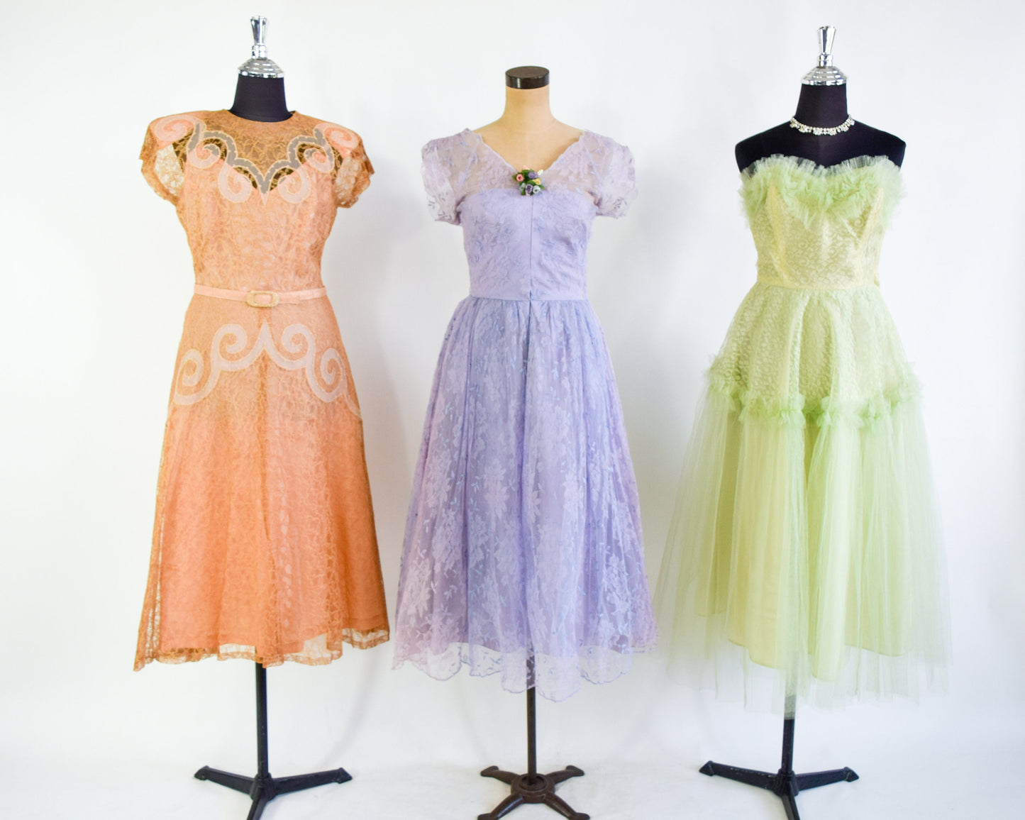 1940s Lavender Lace Cocktail Dress, Medium