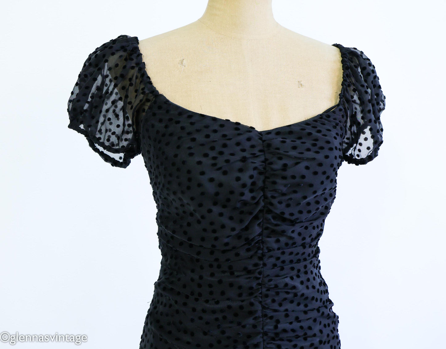 Betsey Johnson 1990s Black Polka Dot Party Dress, Small