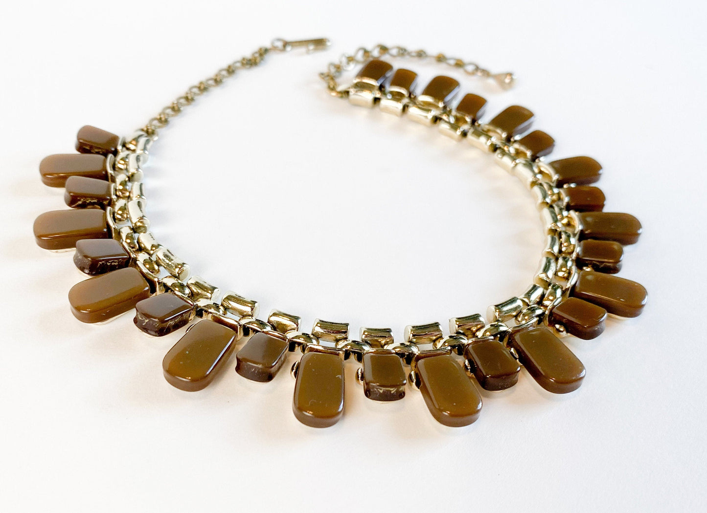 1960s Brown Lucite Necklace |  Plastic Choker