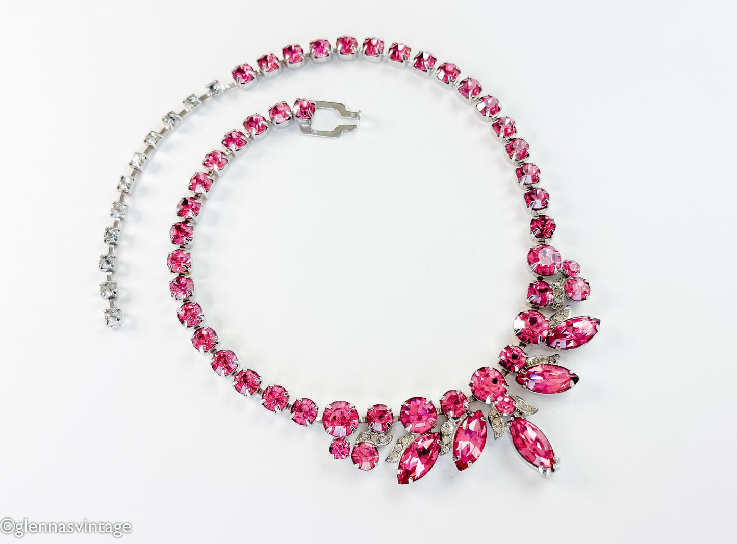 1950s Pink Rhinestone Choker Eisenberg Jewelry