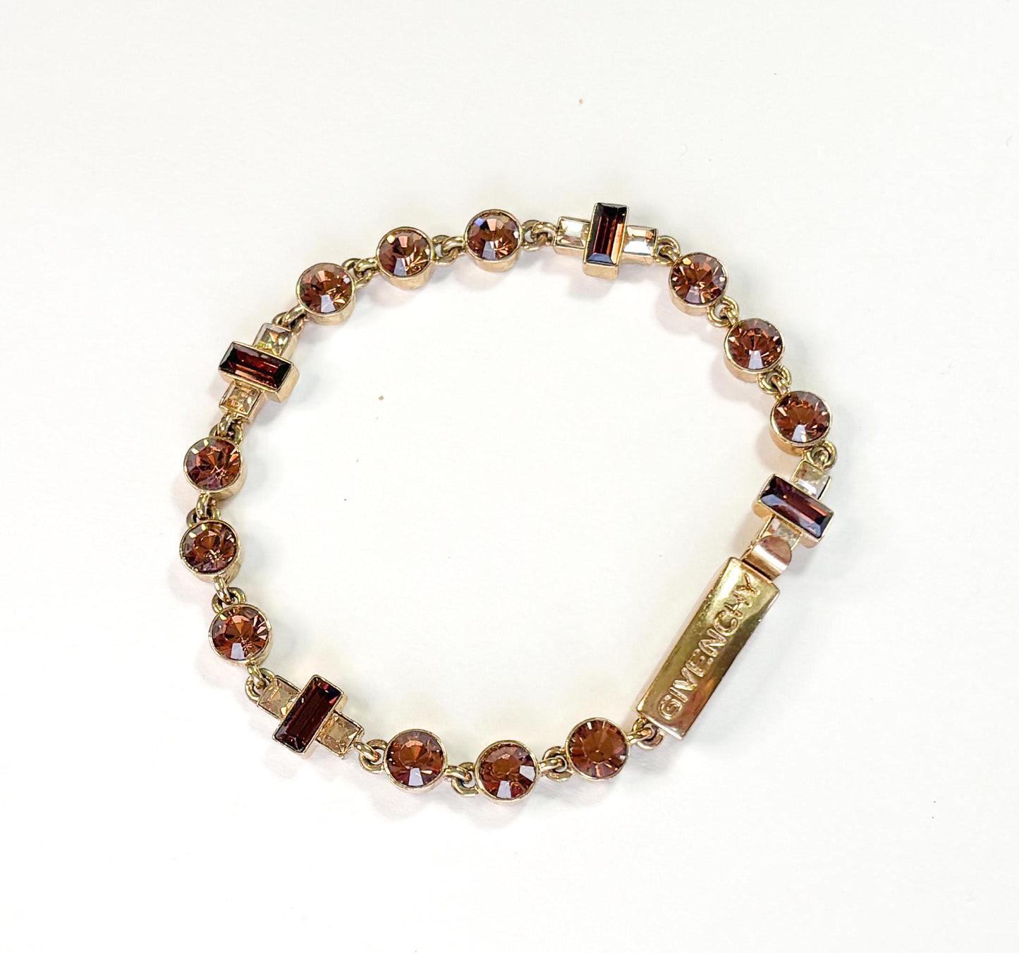 1990s Givenchy Gold & Root Beer Rhinestone Bracelet