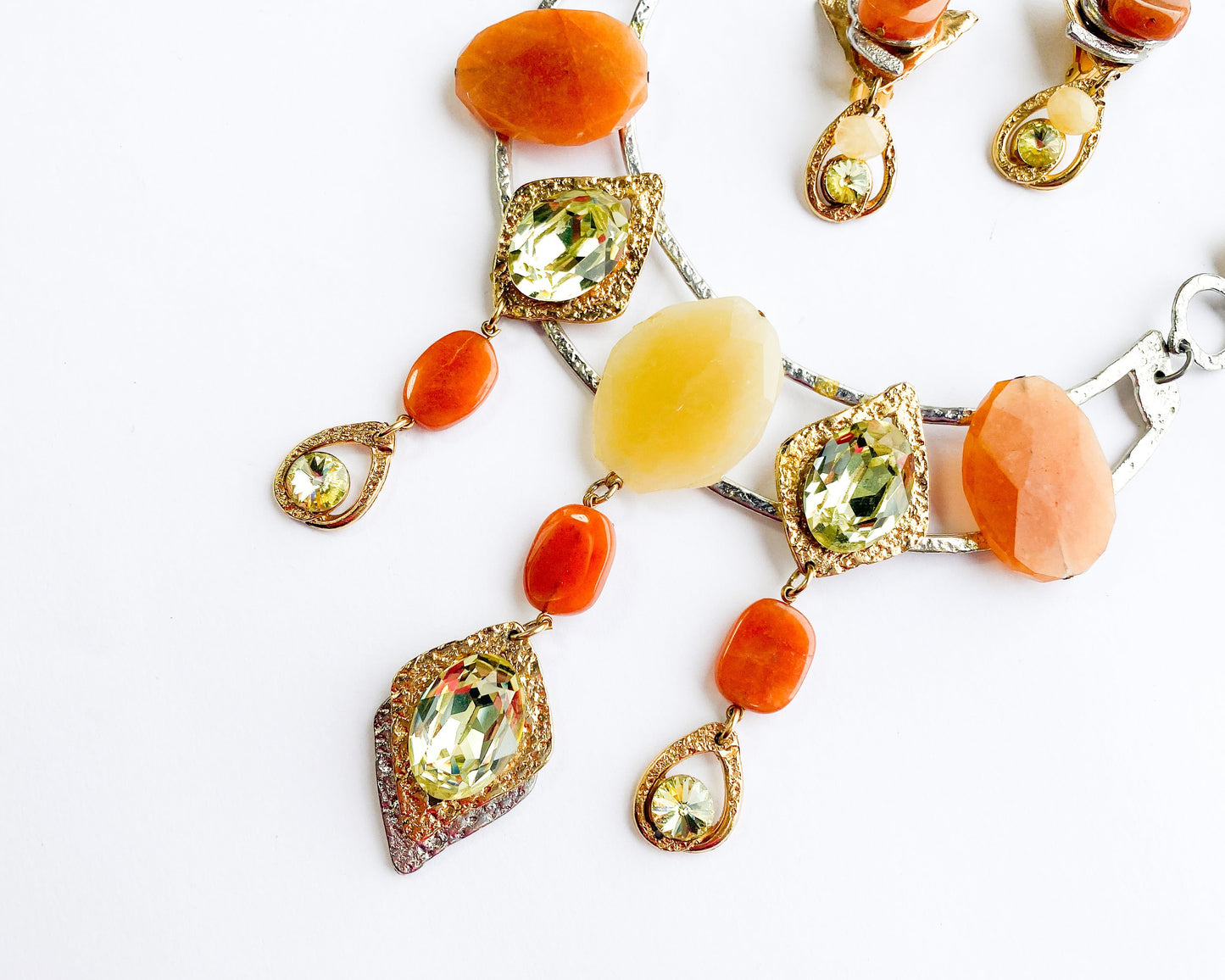 1990s Gold Necklace & Earrings | Avant Garde Necklace Set | J.Jansen