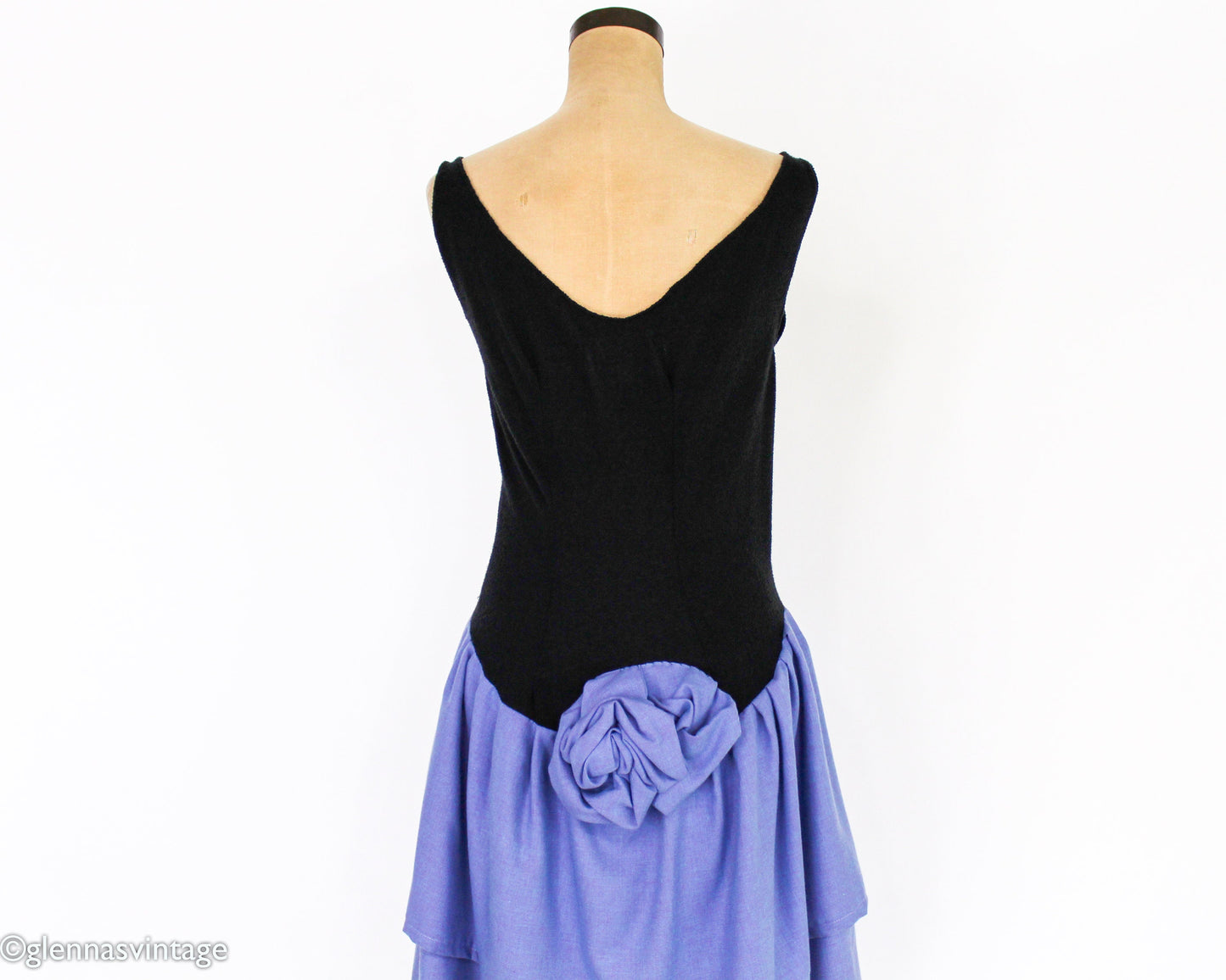 1990s Black & Blue Party Dress | Asymmetrical Dress, Medium