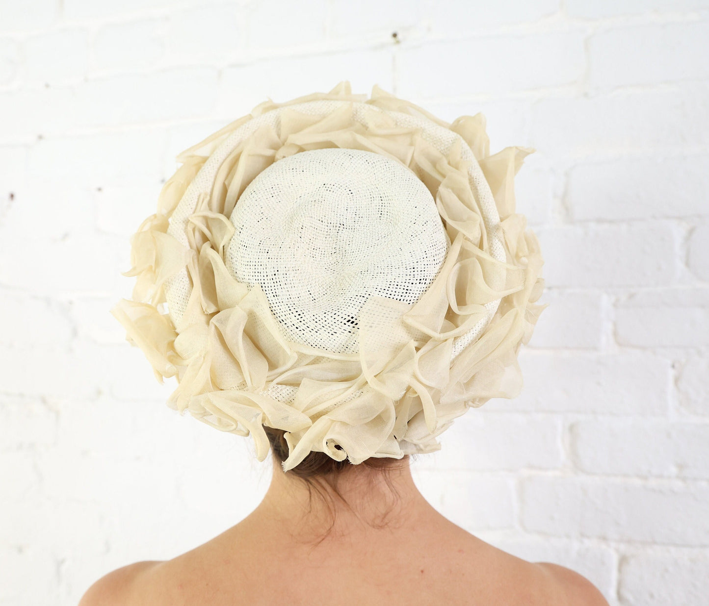 1950s Creme Straw Brim Hat