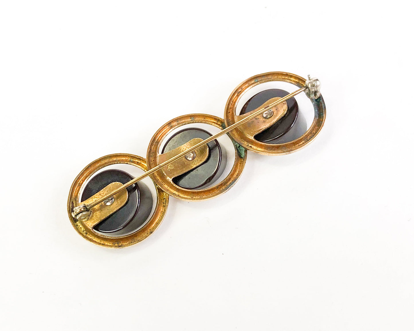 1940s Bakelite Bar Brooch | Brown Bakelite Pin