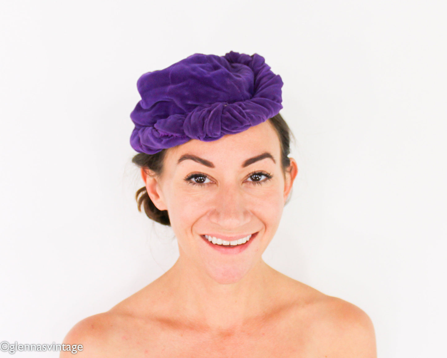 1920s Purple Silk Velvet Beret