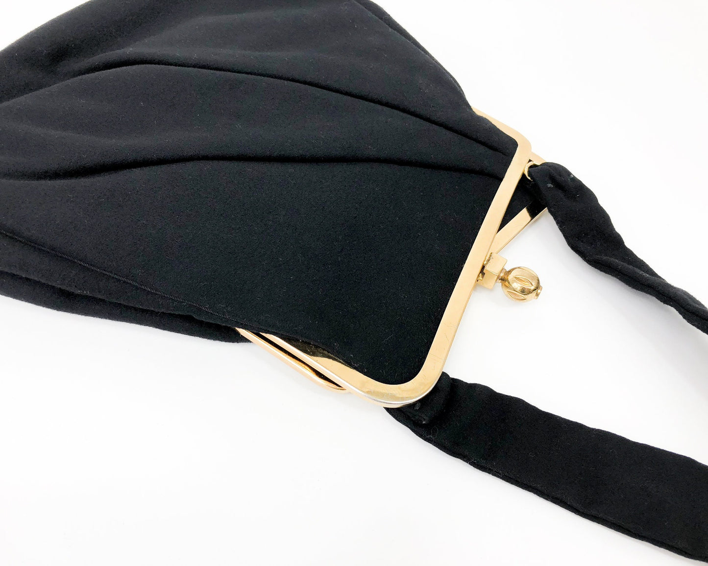 1950s Black Wool Pleated Evening Bag