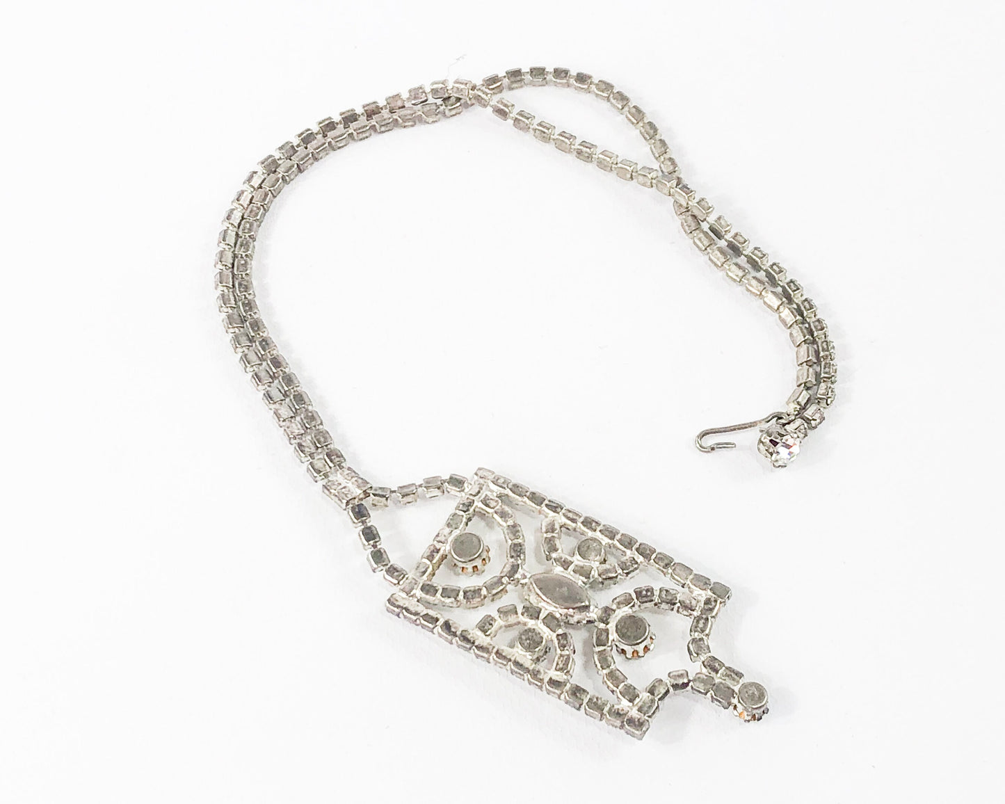 1950s Rhinestone Pendent Necklace | Vintage Deco Jewelry