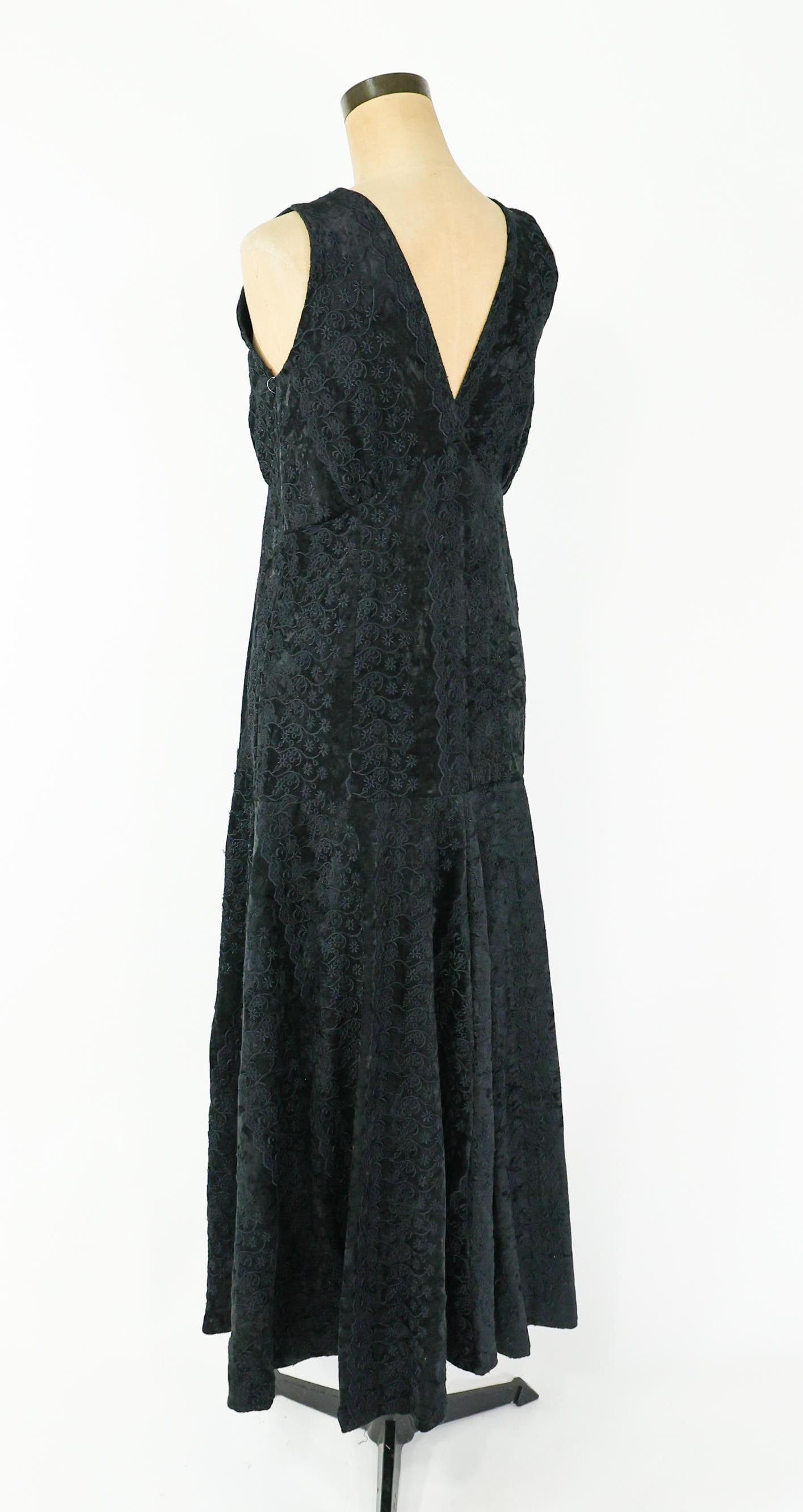 1980s does 1930s Style Velvet Maxi Dress, Medium