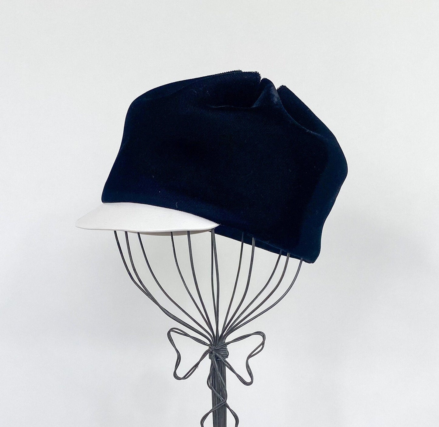 1960s Black Velvet High Crown Hat