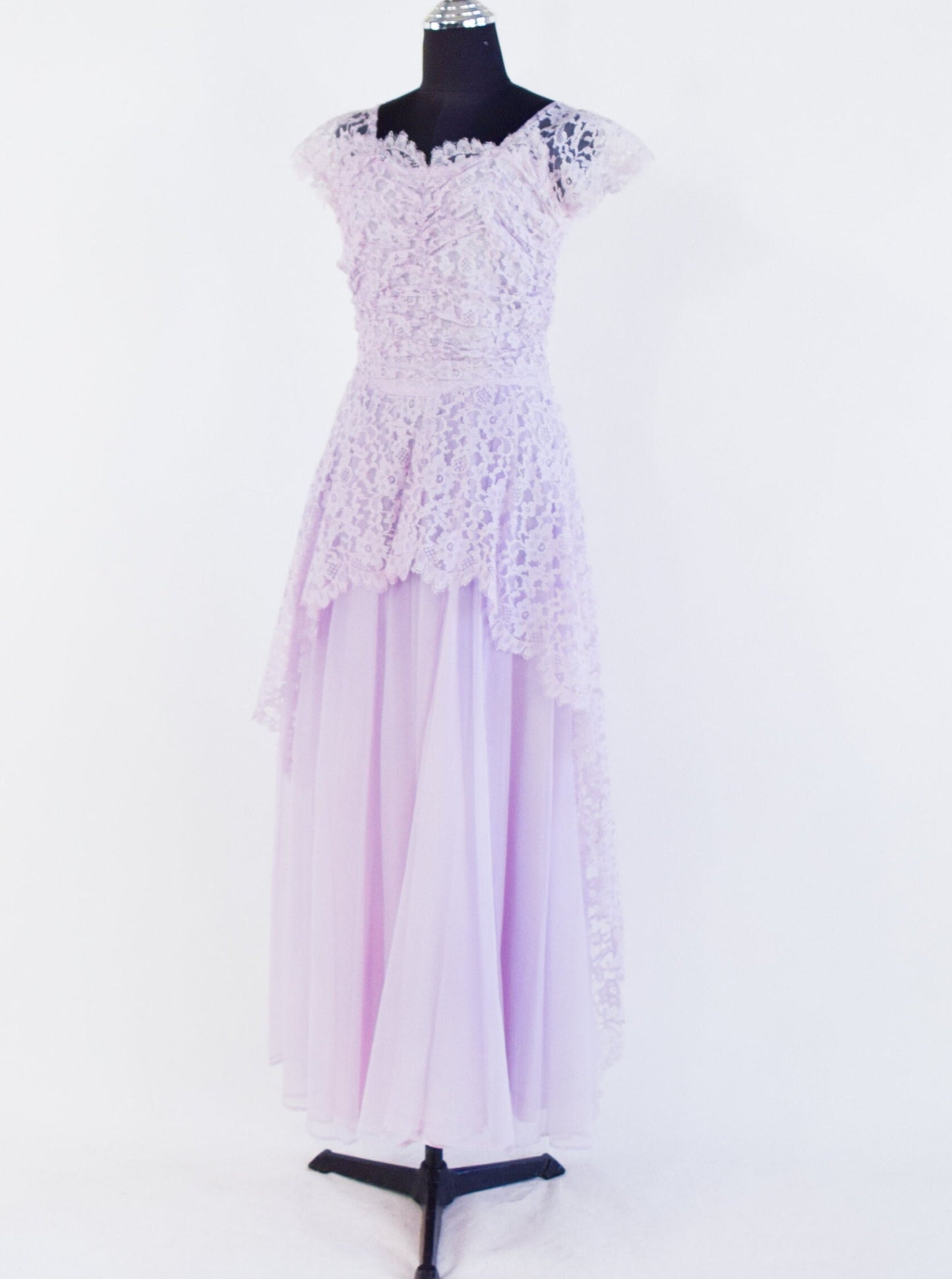 1950s Lavender Purple Lace Prom Dress, Extra Small