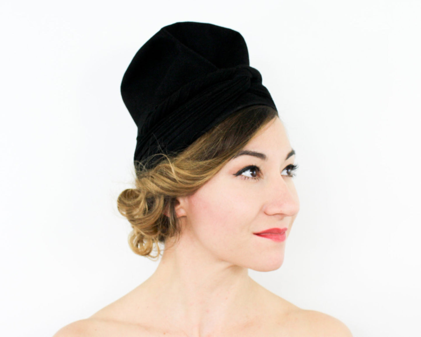 1940s Black Wool Felt Hat