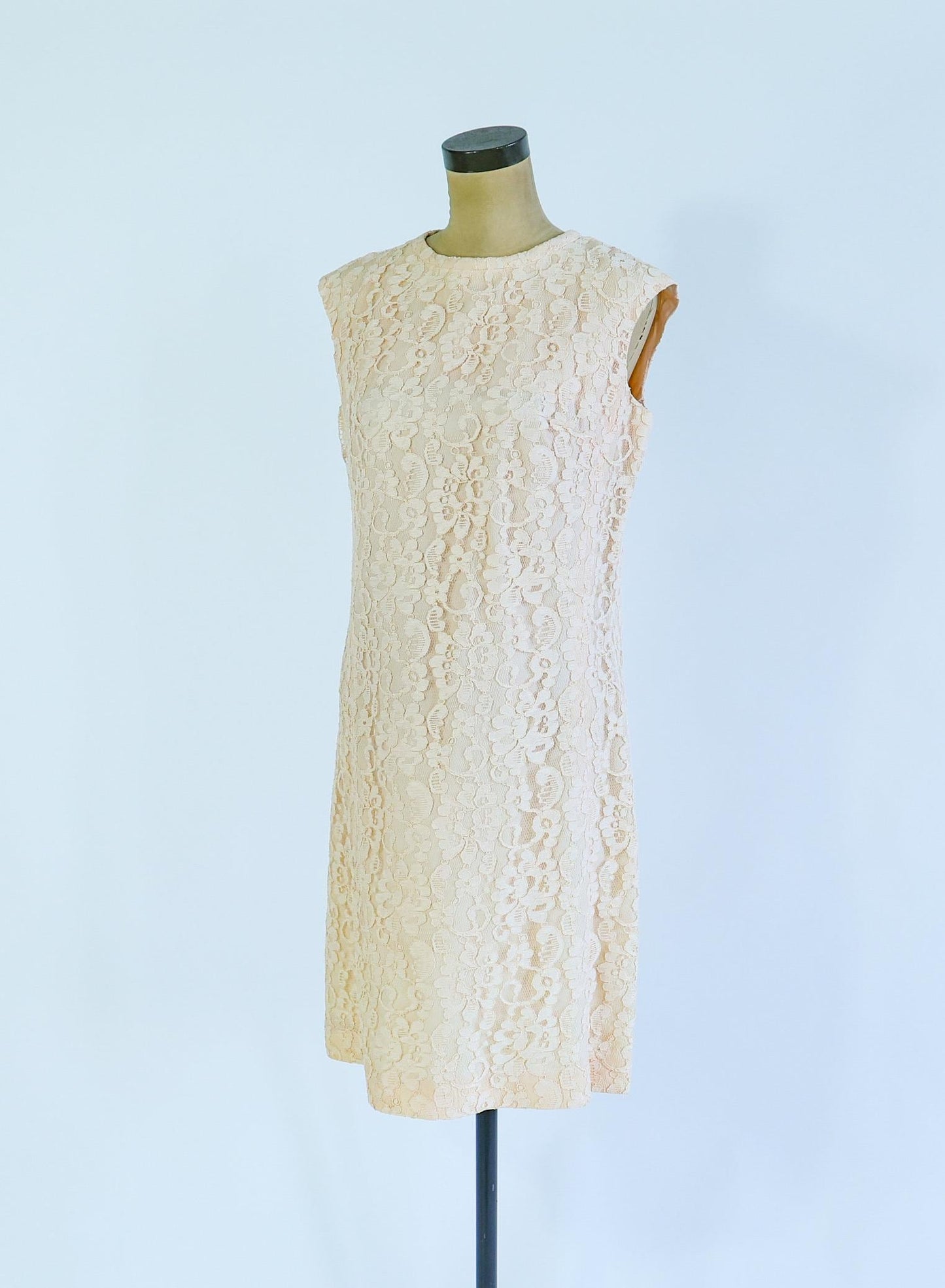 1960s Peach Lace Dress & Jacket Set, Wedding Ensemble, Large