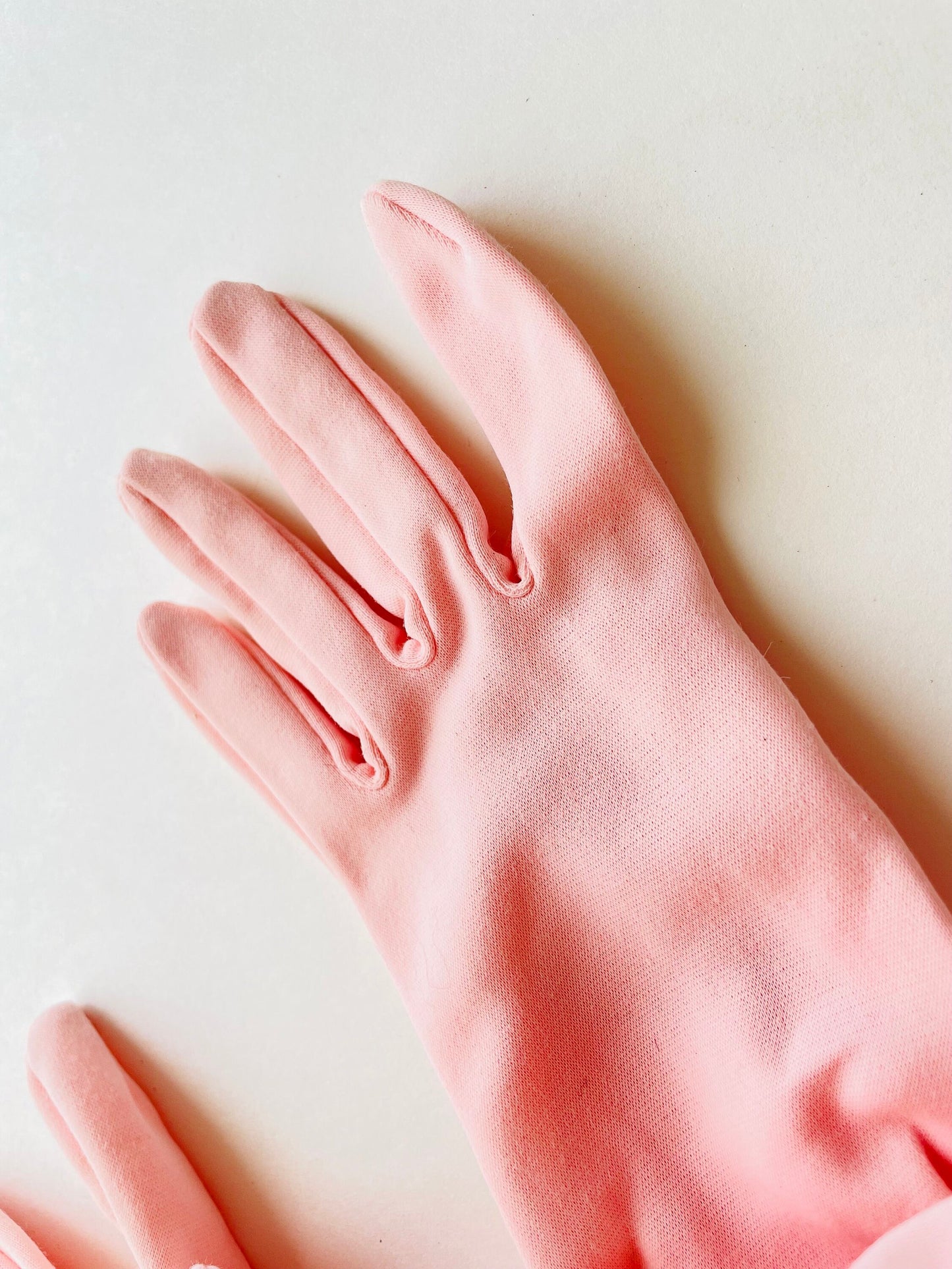 1960s Long Pink Evening Gloves, Size 6