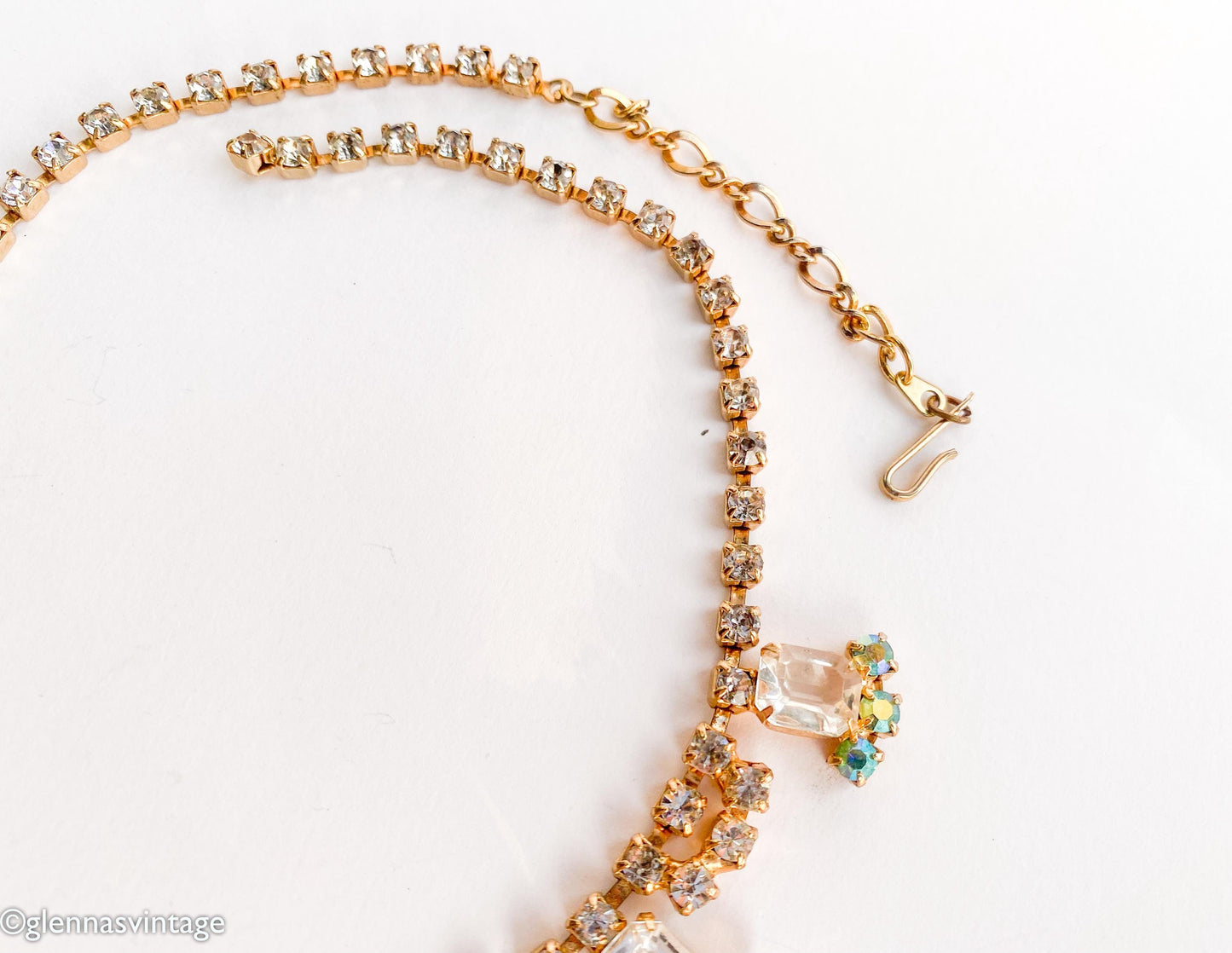 1950s Rhinestone Choker Necklace, Aurora Borealis Crystals