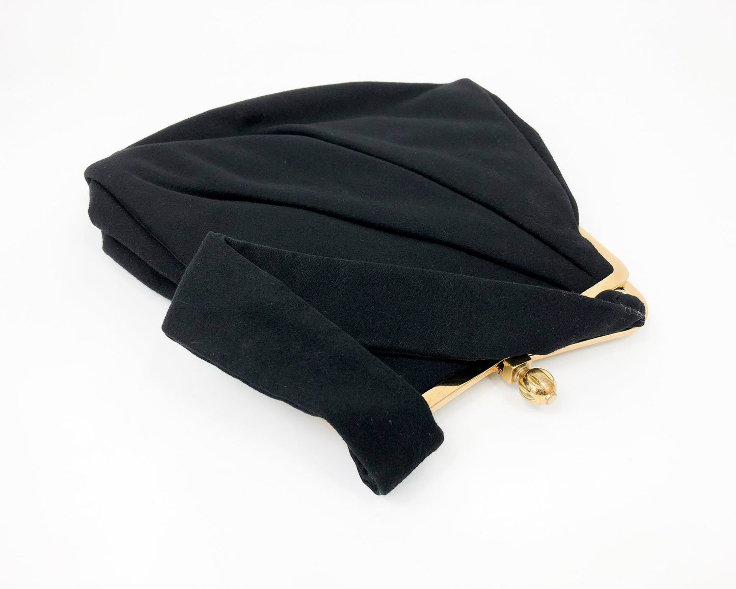 1950s Black Wool Pleated Evening Bag