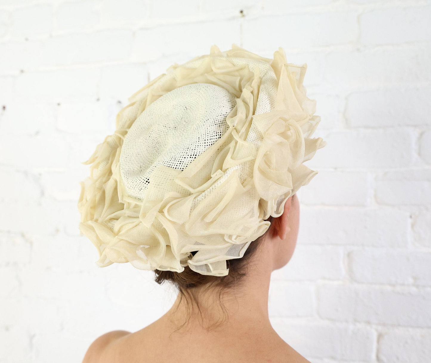 1950s Creme Straw Brim Hat