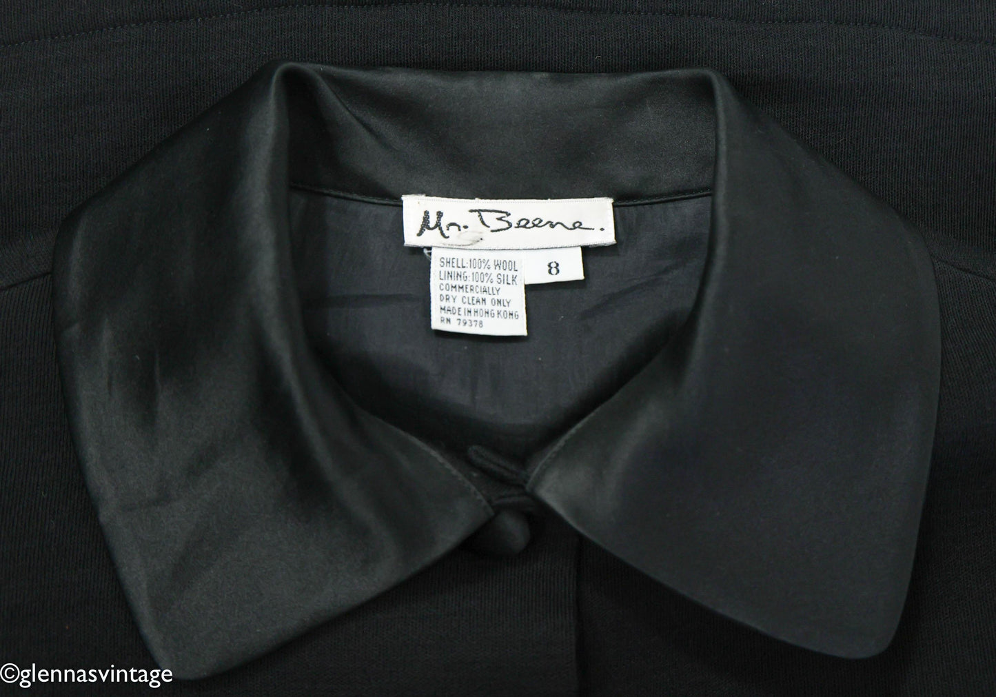 1990s Geoffrey Beene Black Wool Coat Dress | Black & Satin Tailored Coat, Size 8