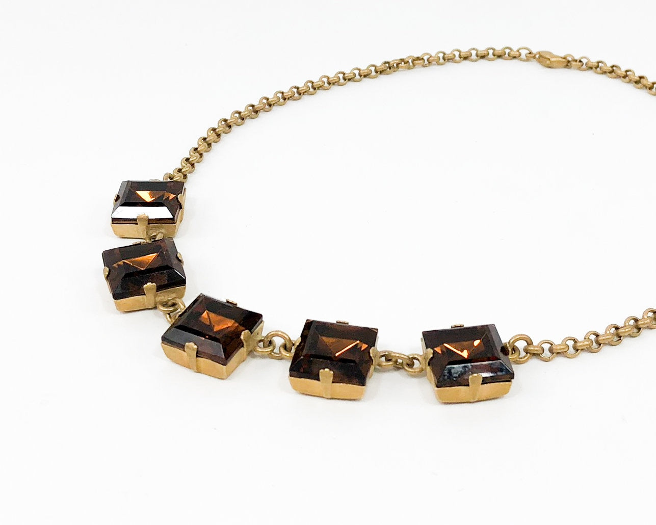 Agatha Vintage Purple Glass Choker | 1980s Square Necklace