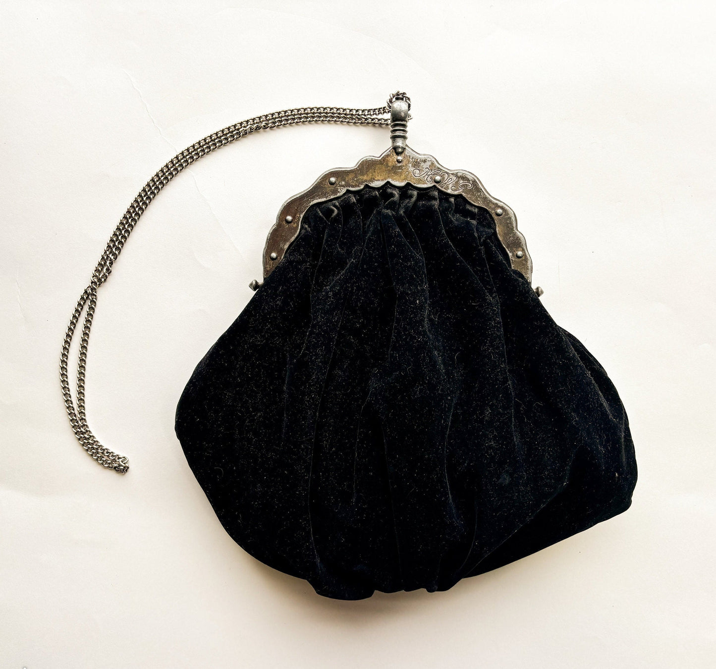 1940s Black Evening Bag | Black Cotton Velvet Handbag | MWG
