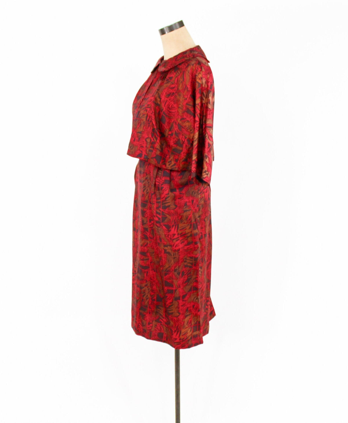 1950s Red Print Dress & Jacket | 50s Red Sheath Set | Large