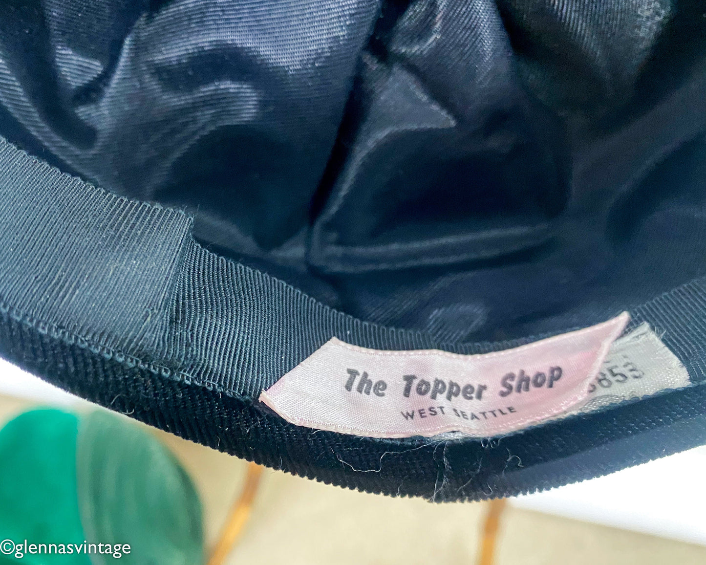 1960s Black Velvet High Crown Hat