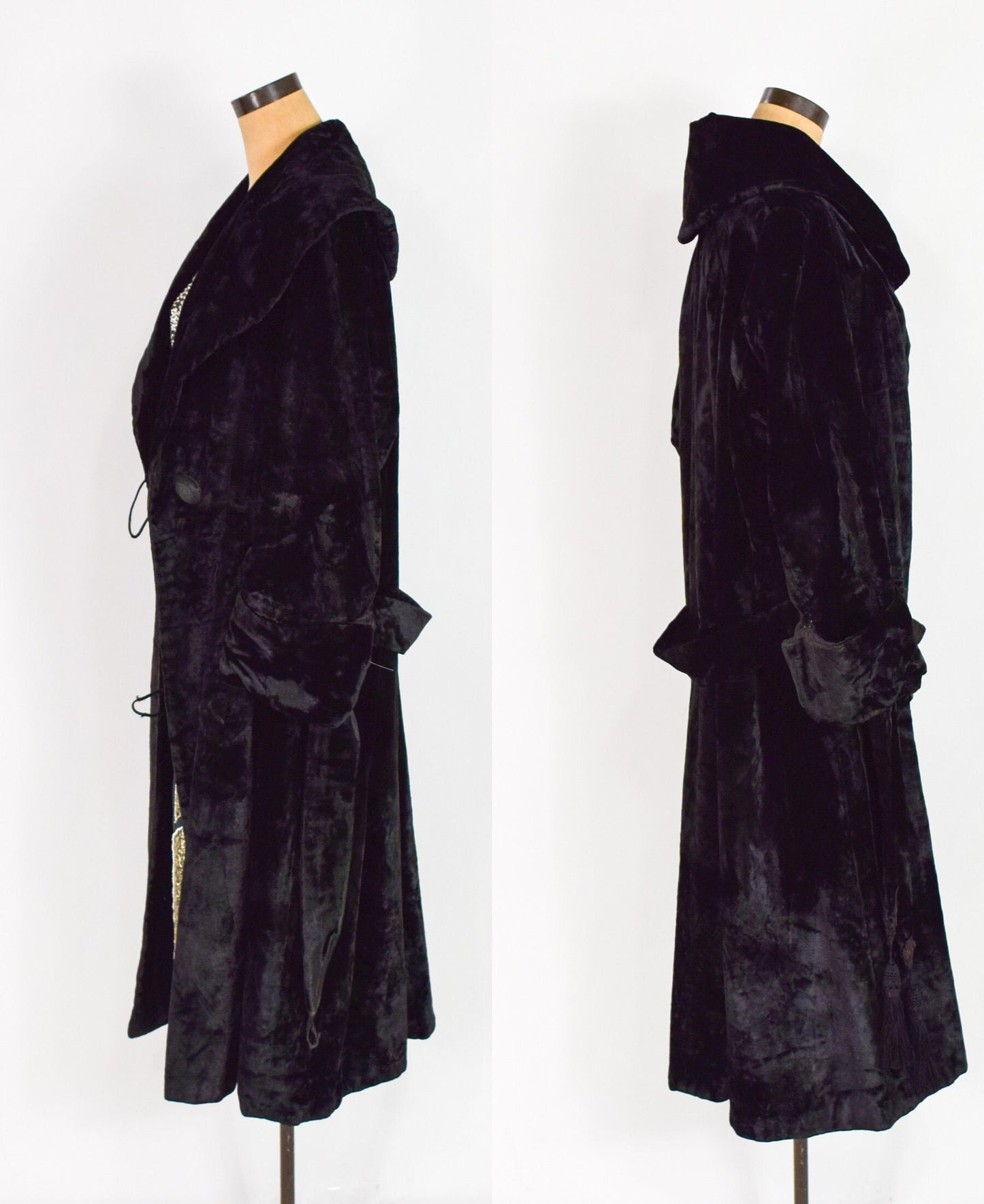 1900s Black Velvet Coat | Black Cotton Velvet Coat | Downton Abbey | Large