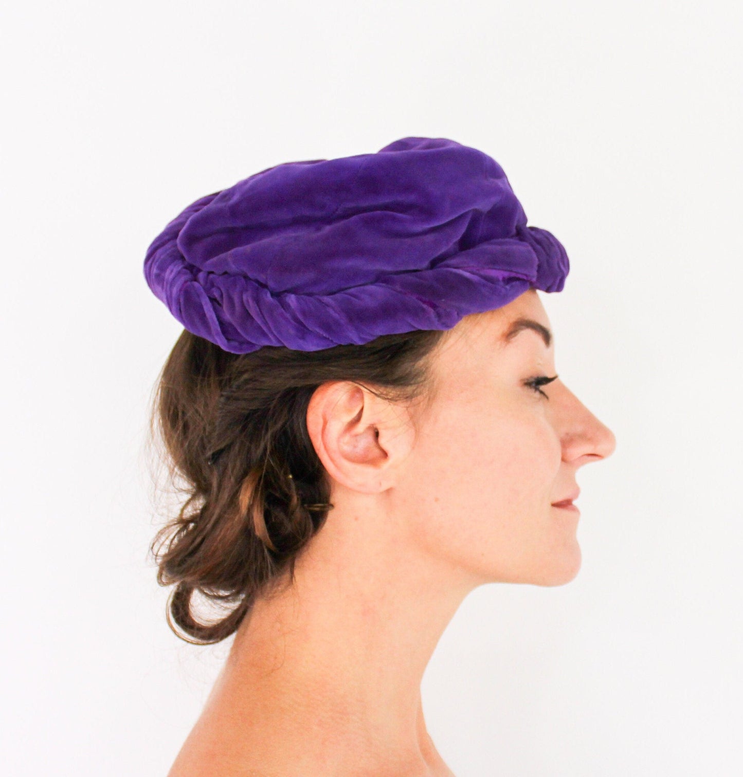 1920s Purple Silk Velvet Beret