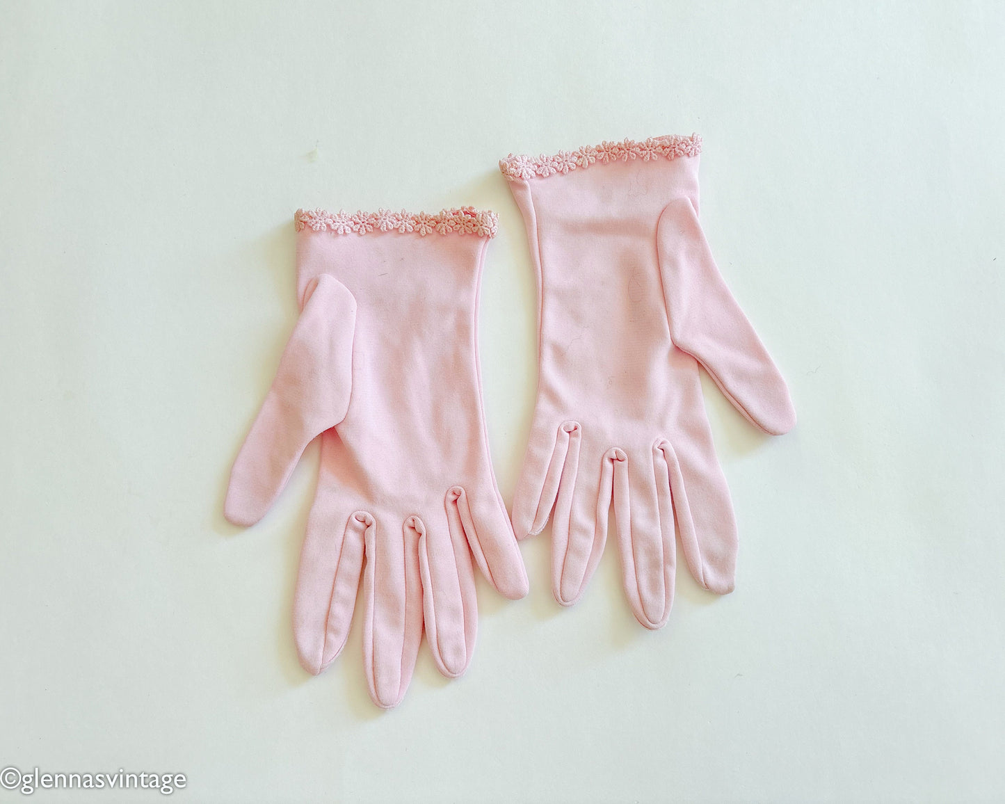 1950s Short Pink Floral Gloves