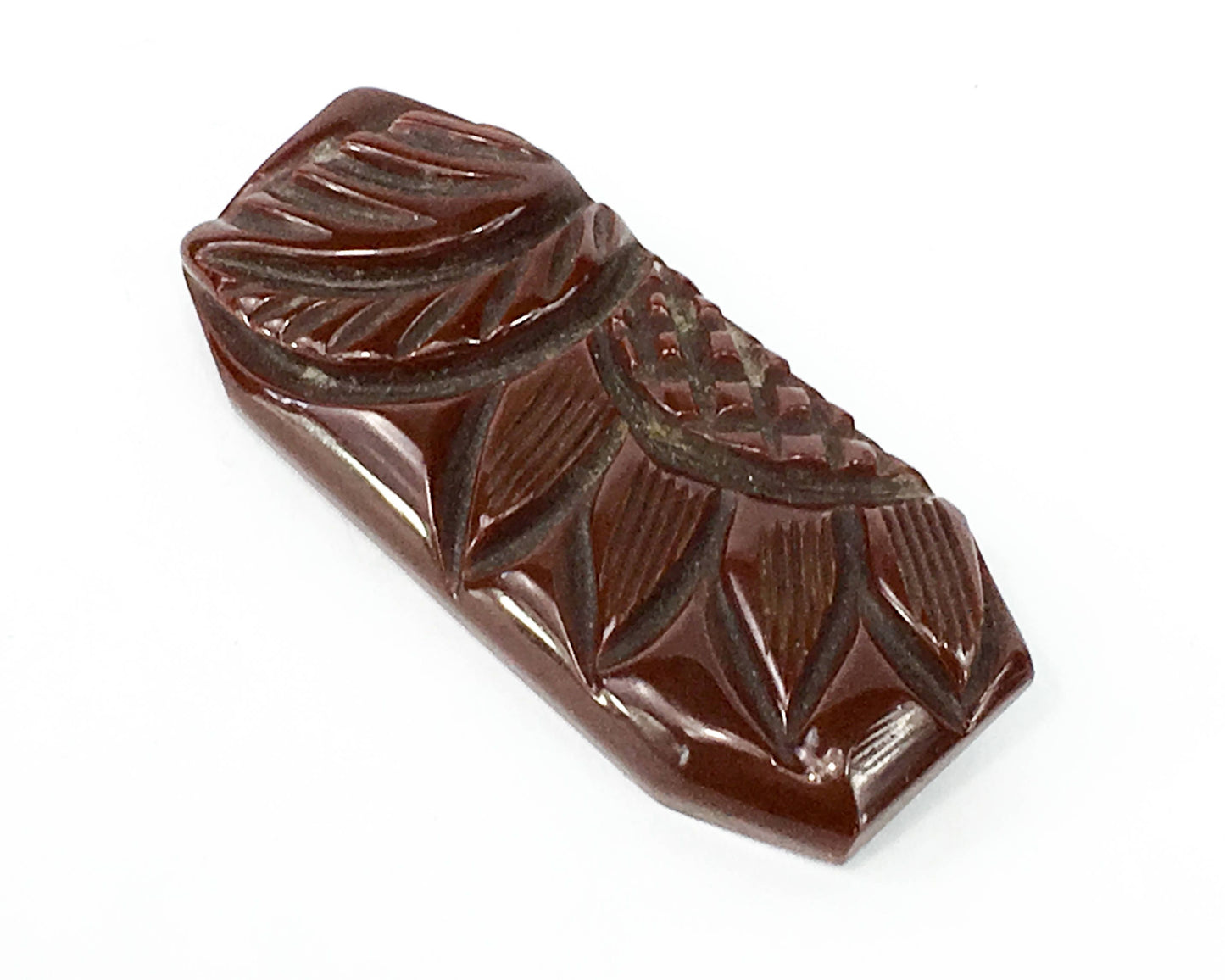 1930s Floral Carved Bakelite Brooch | Vintage Brown Pin