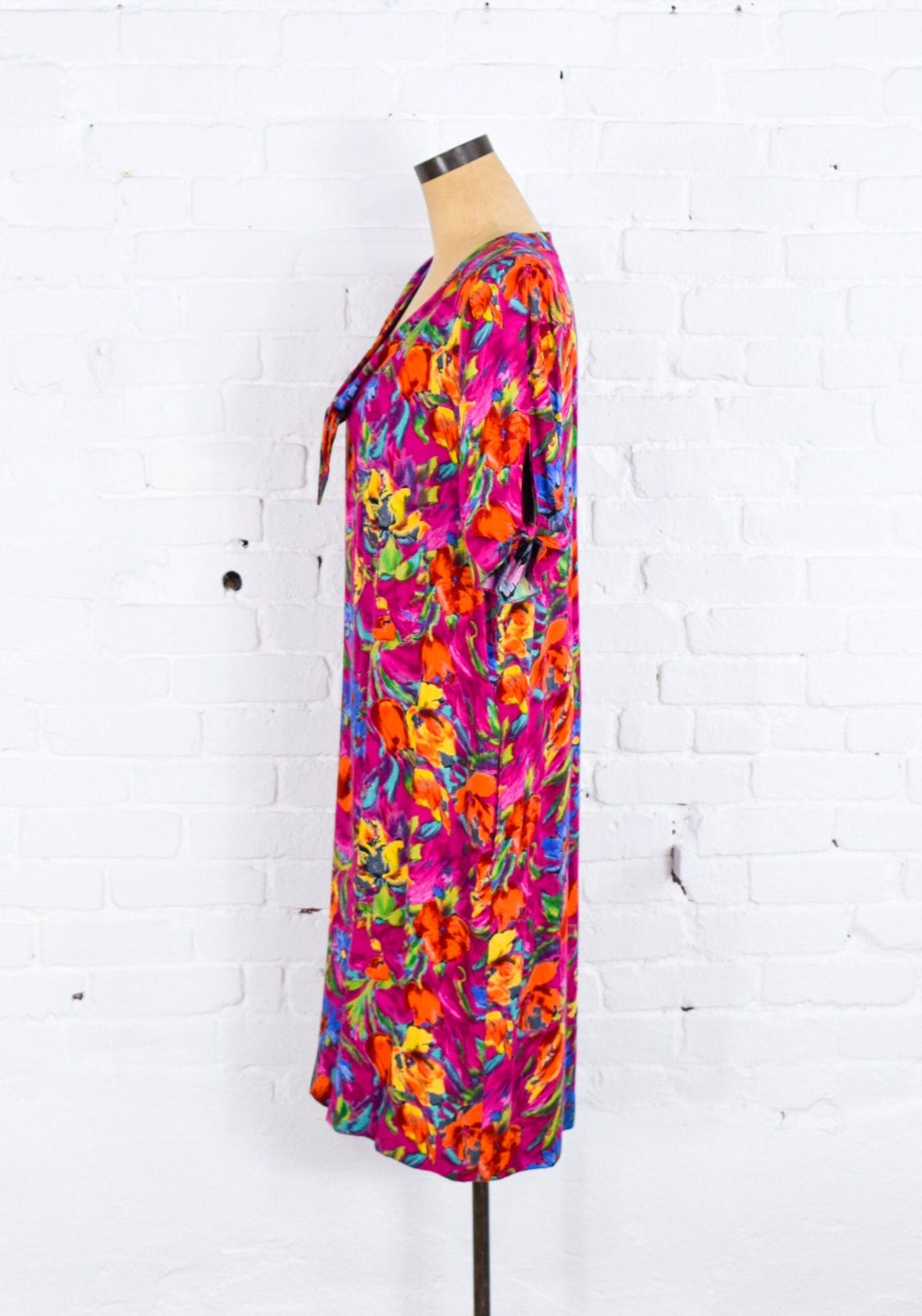 1980s Ungaro Pink Floral Shift Dress, Large
