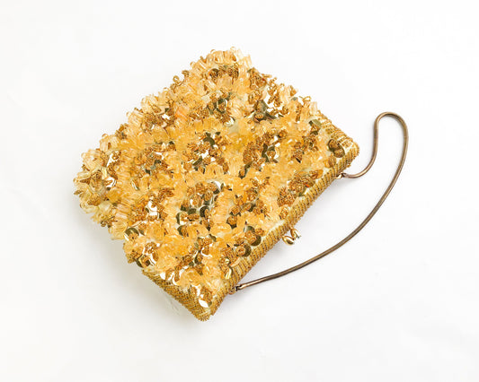 1950s Gold Beaded Sequin Clutch | Vintage Evening Handbag, Walborg