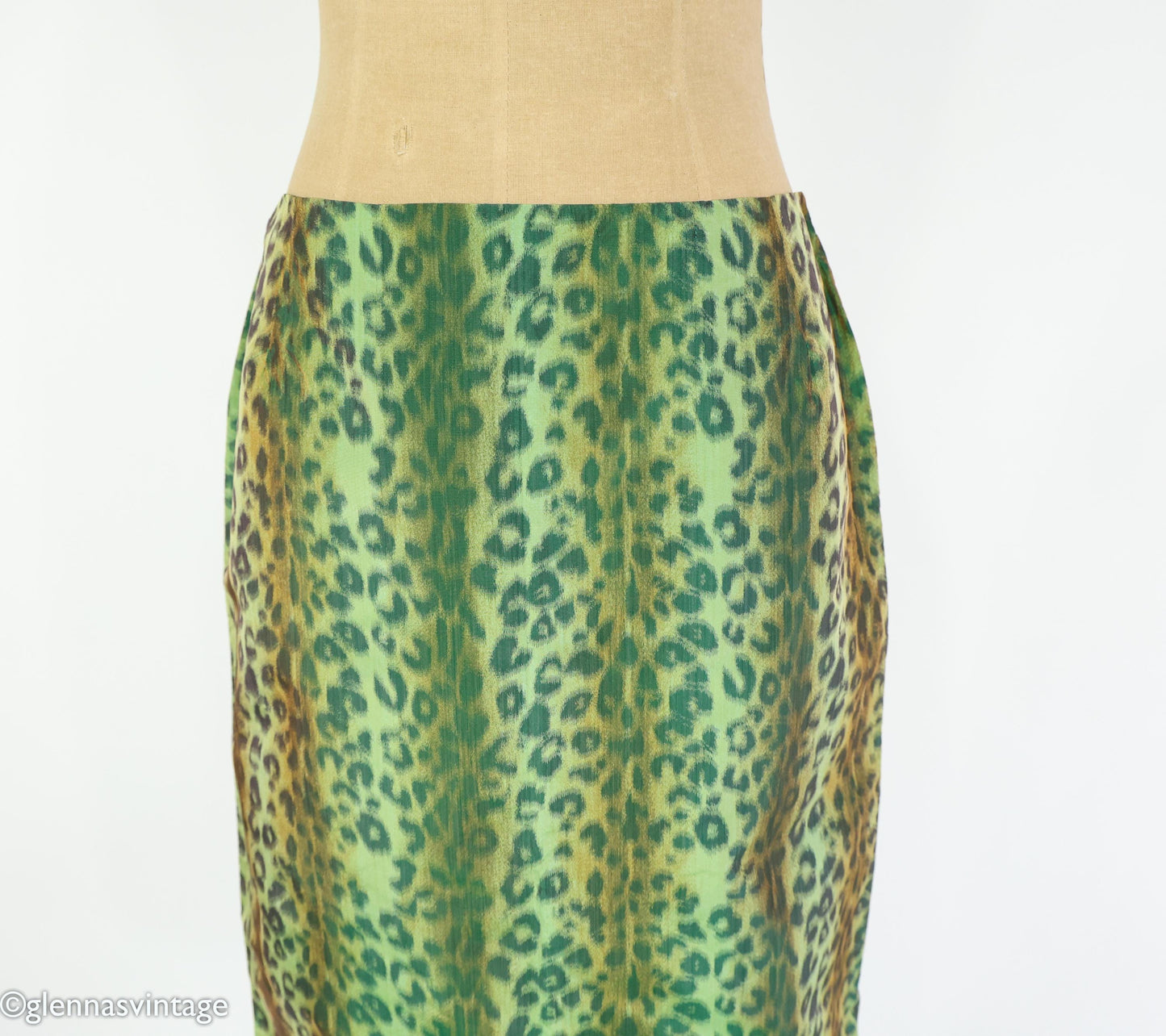 1990s Green Animal Print Skirt | Green Pencil Skirt, Medium