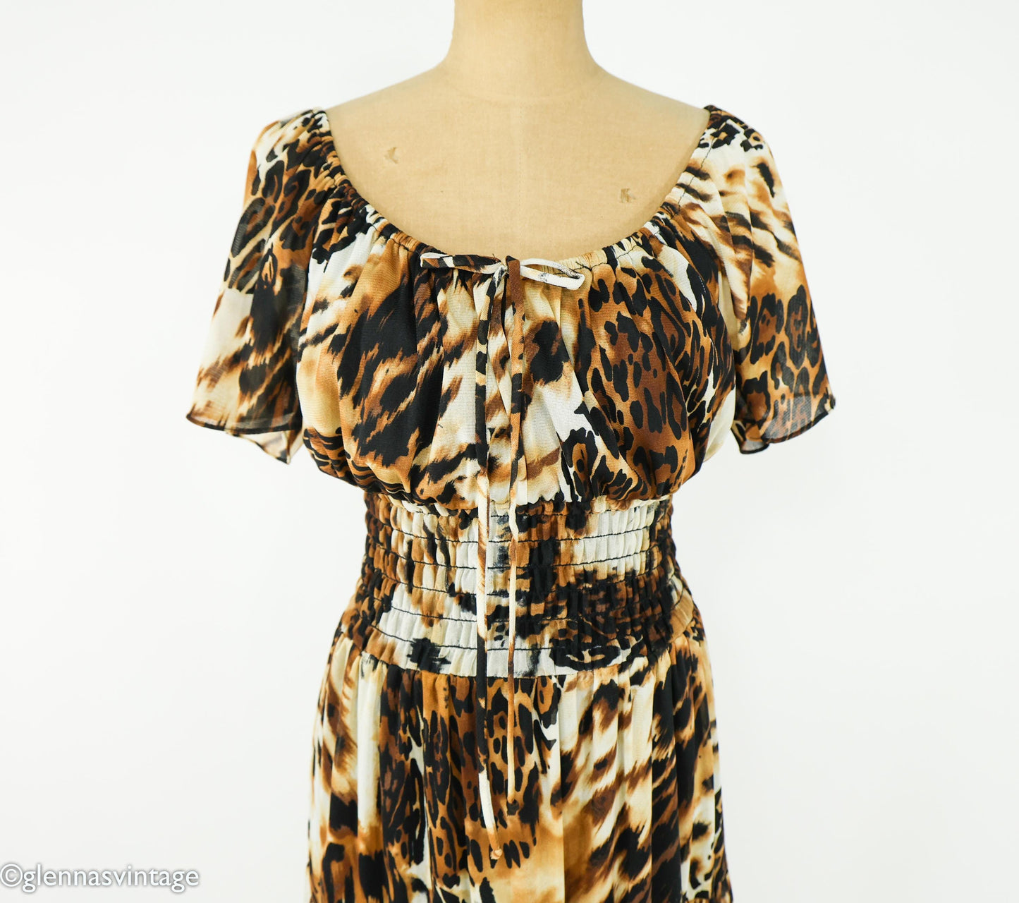 1980s Leopard Animal Print Maxi Dress, Medium