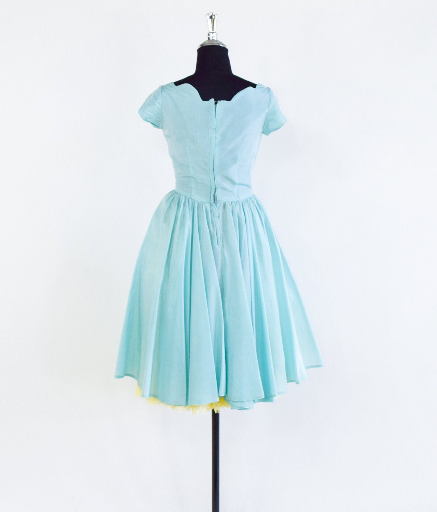 1950s Turquoise Blue Taffeta Party Dress, Extra Small