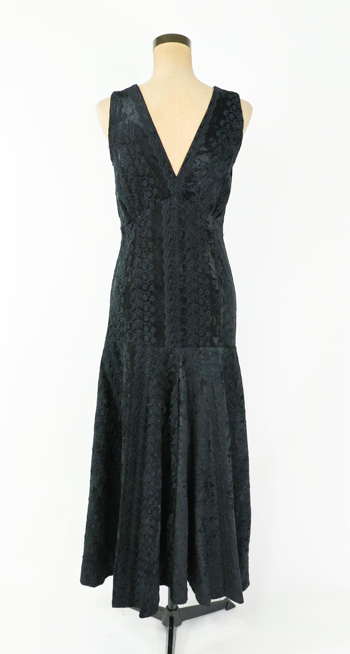 1980s does 1930s Style Velvet Maxi Dress, Medium