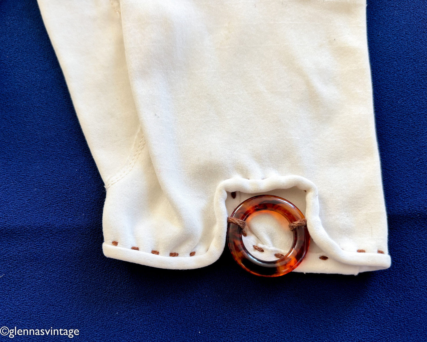 1950s Creme Cotton Gloves, Medium