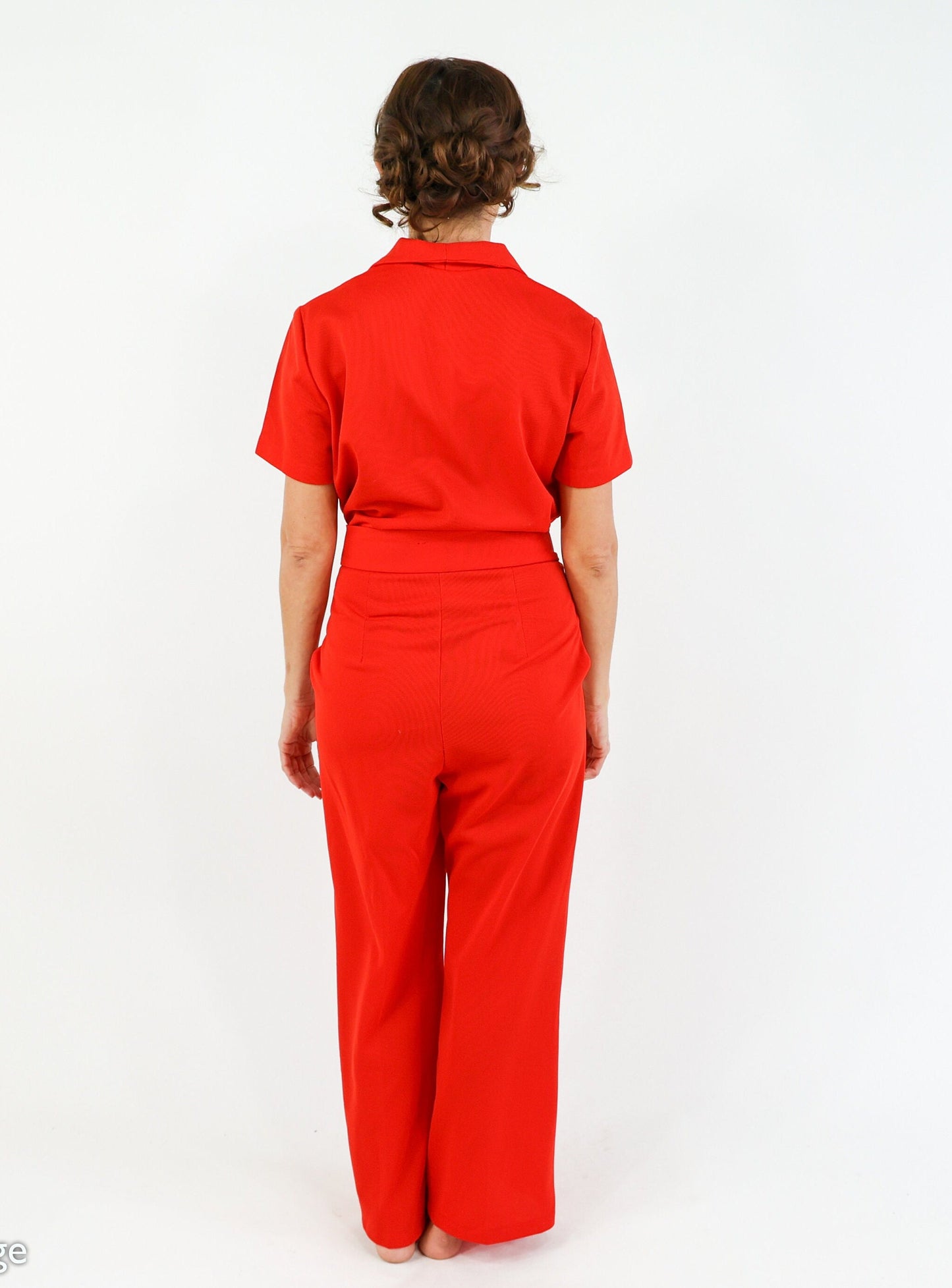 1970s Red Knit Jumpsuit, One Piece, Medium