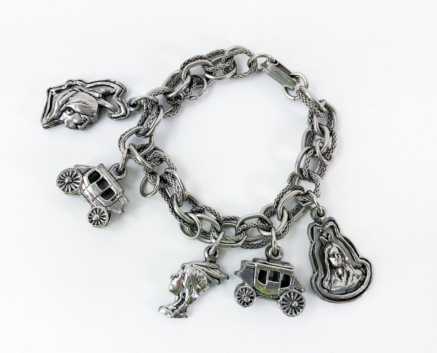 1950s Western Charm Bracelet | 50s Silver Charm Bracelet | Cowboys & Indians Bracelet | Rockabilly