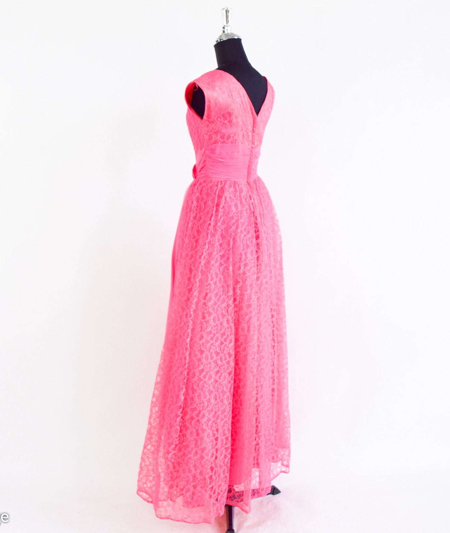 1950s Bubblegum Pink Lace Evening Gown, Extra Small