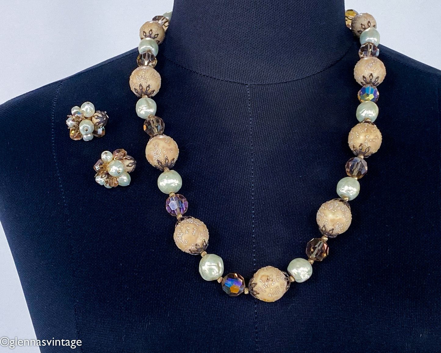 1950s Bead & Crystal Necklace Set, Vendomé Jewelry Set