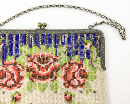 1900s Beaded Roses Handbag | Antique Evening Purse