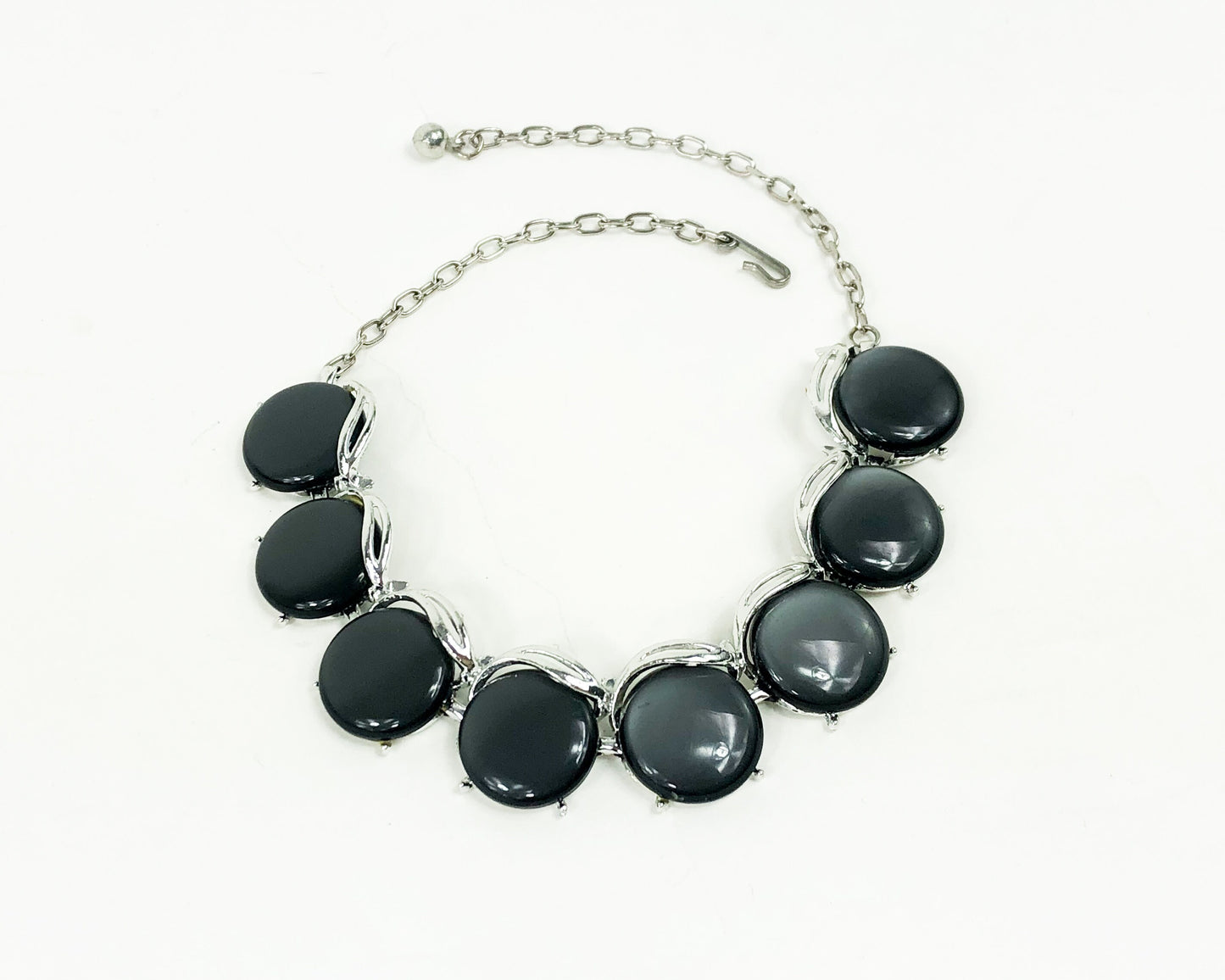 1960s Gray Lucite Circles Necklace | 60s Gray Lucite Circles Choker