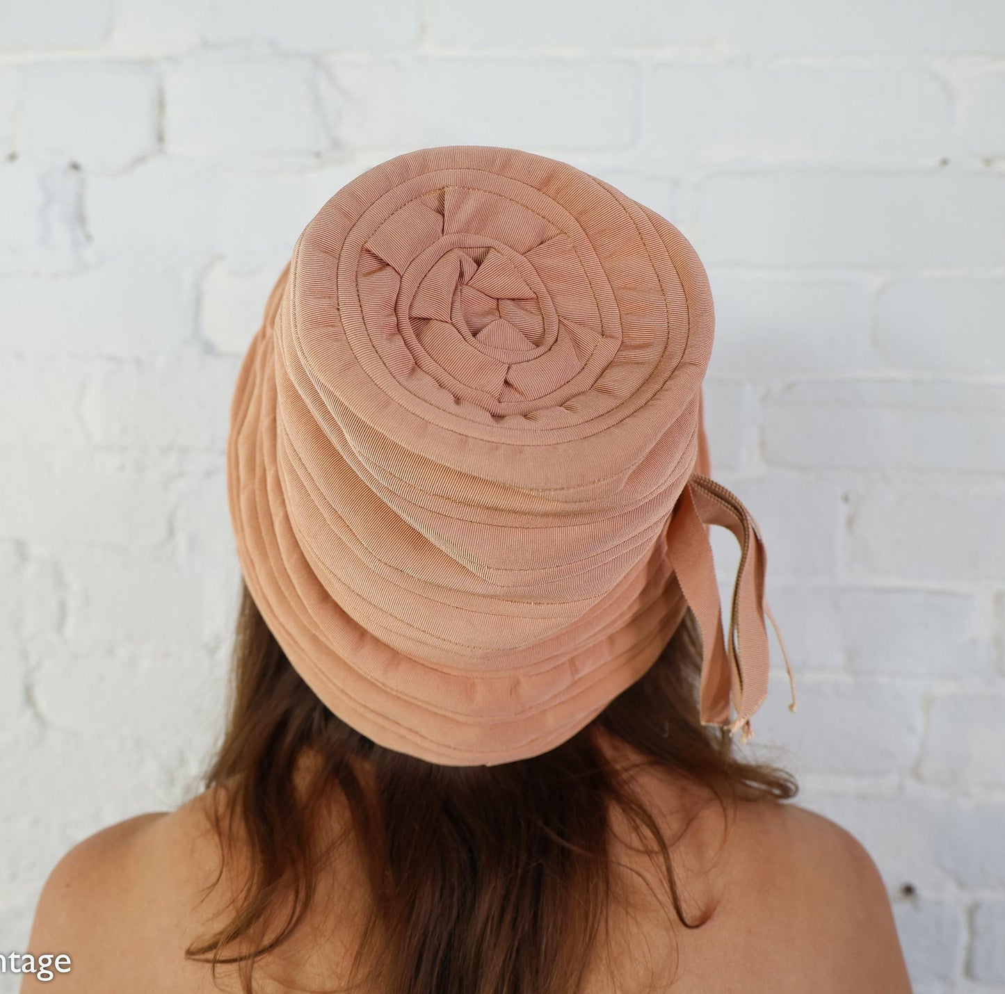 1940s Tan High Crown Hat