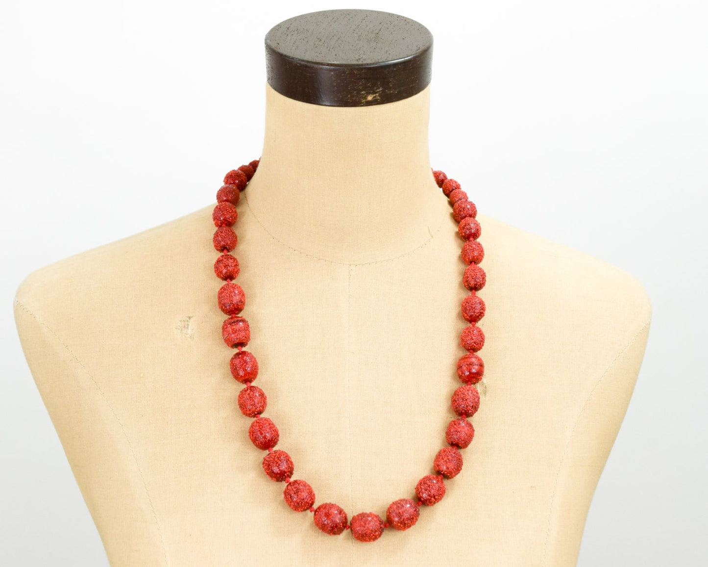 1950s Red Sugar Bead Necklace | Vintage Glass Jewelry