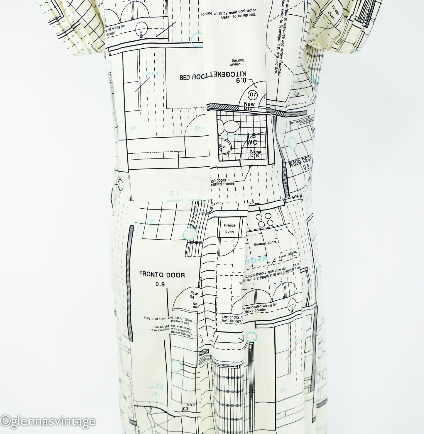 1990s Architect Print Dress | Cotton Sateen, Medium