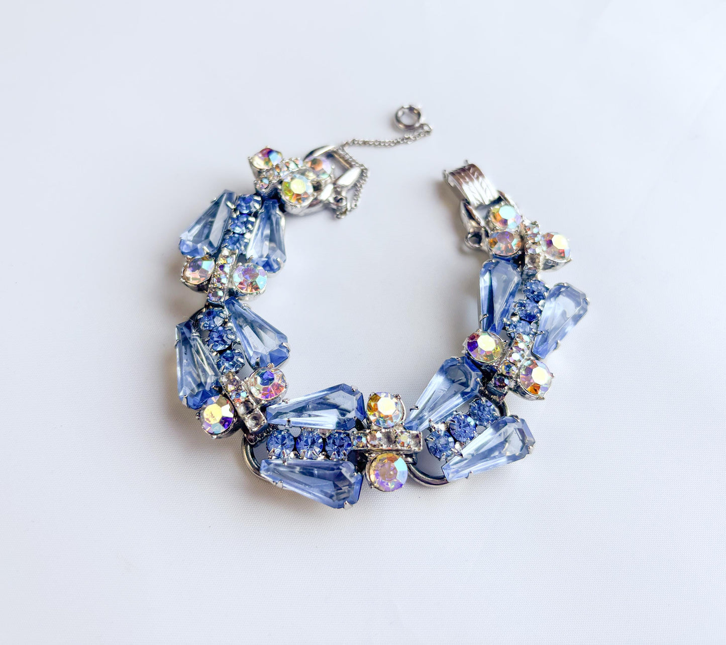 1960s Blue Rhinestone Bracelet | Evening Bracelet