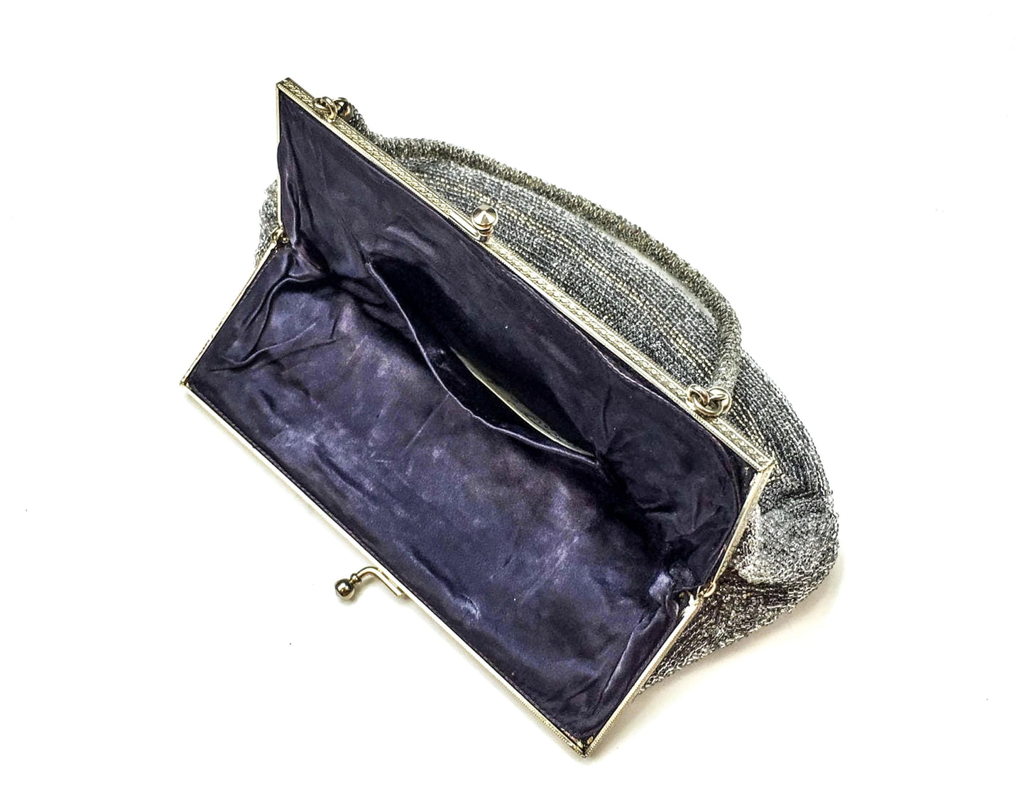 1950s Silver Beaded Handbag Evening Bag