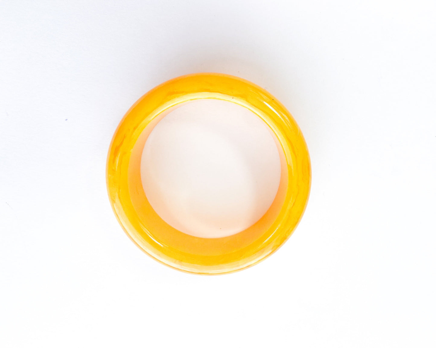 1940s Yellow Bakelite Bangle | Gold & White Stripe Bracelet